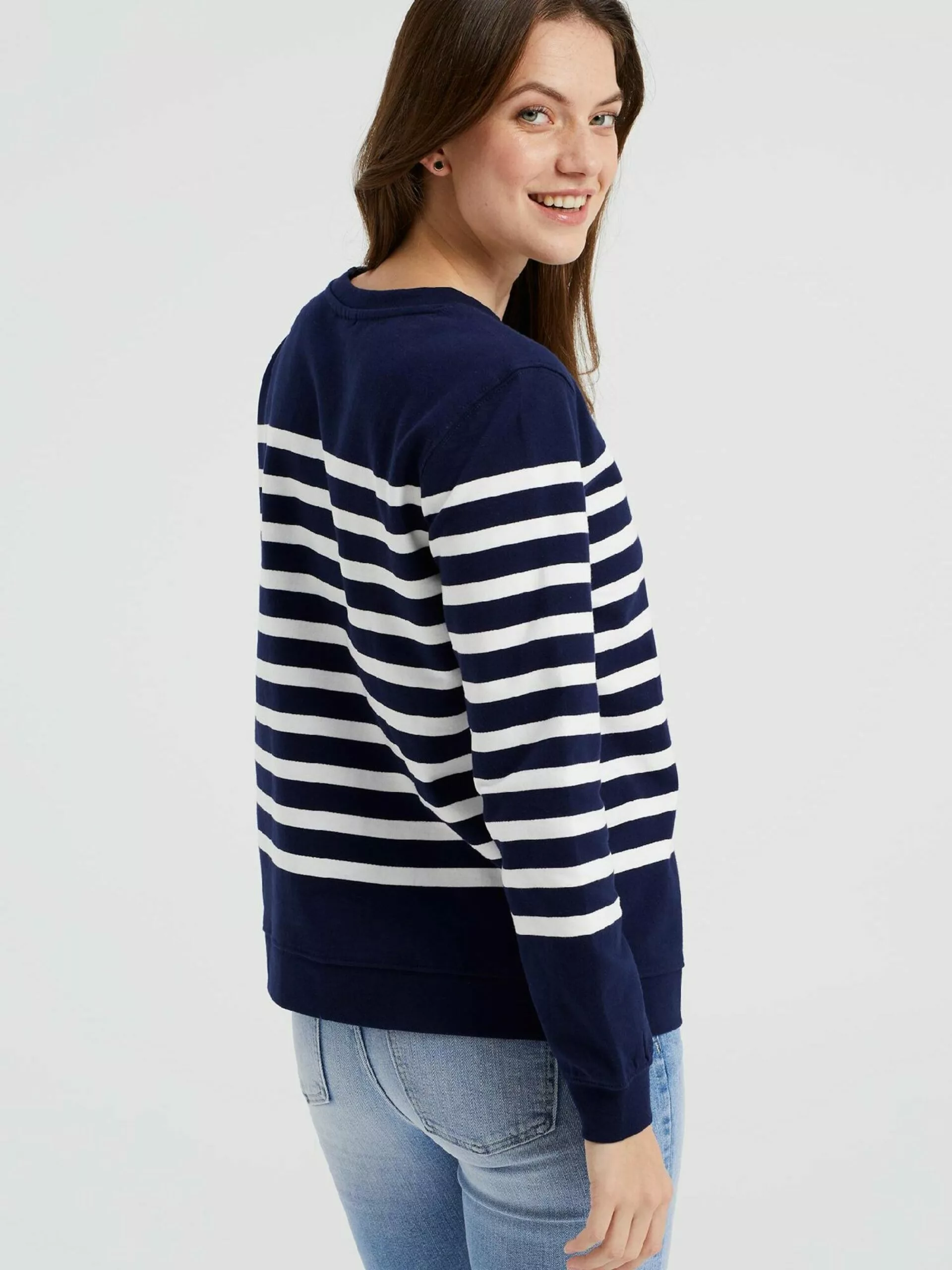 WE FASHION Pulls Maille Fine Pull-over Femme Bleu Foncé 3 WE FASHION Pulls Maille Fine Pull-over Femme Bleu Foncé – Image 3