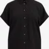 WE FASHION Blouses à Manches Courtes Chemisier Femme Noir