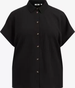 WE FASHION Blouses à Manches Courtes Chemisier Femme Noir