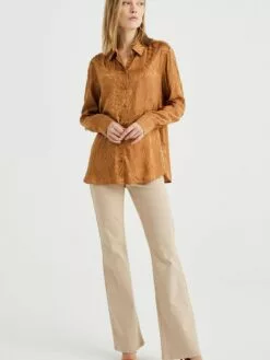 WE FASHION Chemisiers Chemisier Femme Caramel / Ocre -WE FASHION Magasin En Ligne b7abffc208cd5da2d2241084467d6123