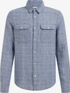 WE FASHION Chemises à Carreaux Coupe Regular Chemise Homme Bleu-gris