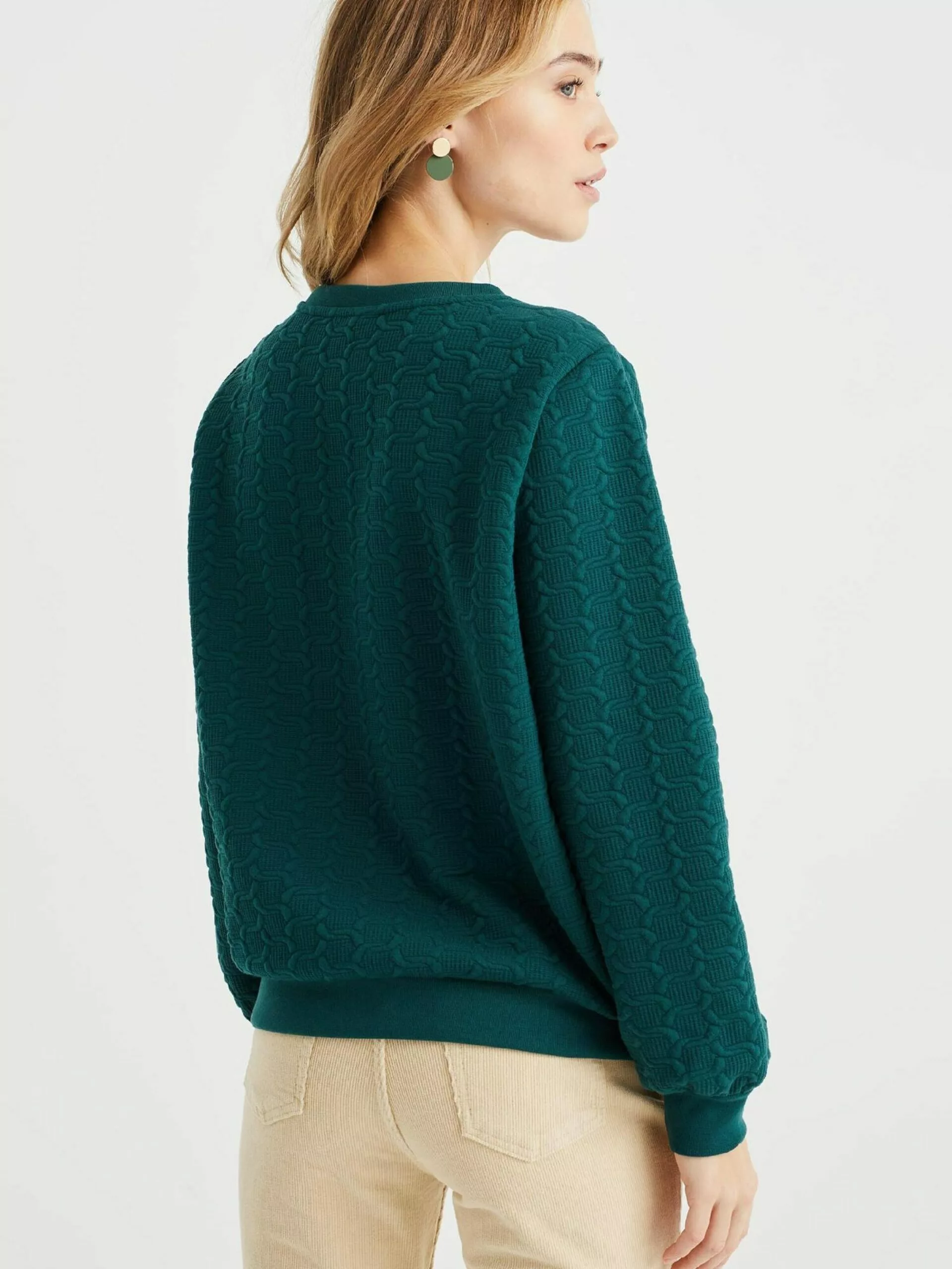 WE FASHION Sweats Sweat-shirt Femme Vert Foncé 3 WE FASHION Sweats Sweat-shirt Femme Vert Foncé – Image 3