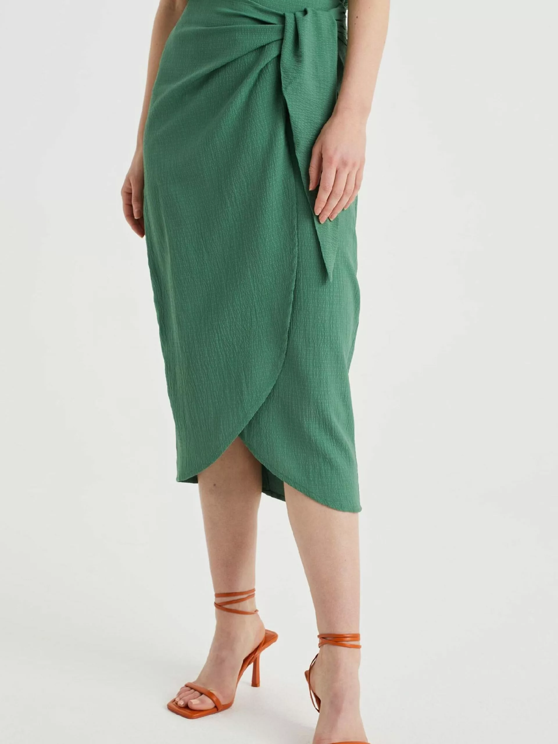 WE FASHION Jupes Midi Jupe Femme Vert 2 WE FASHION Jupes Midi Jupe Femme Vert – Image 2