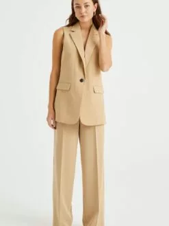 WE FASHION Pantalons Loosefit Pantalon à Plis Femme Beige -WE FASHION Magasin En Ligne c985076497fa7e22334e028a7af18f3b