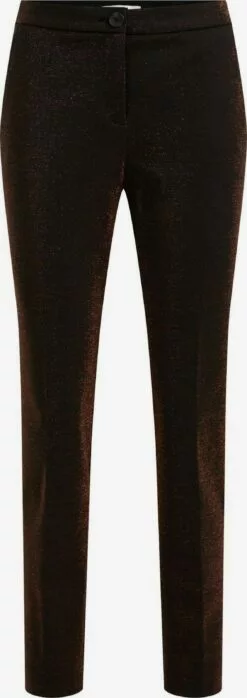WE FASHION Pantalons Regular Pantalon à Plis Femme Brun Foncé