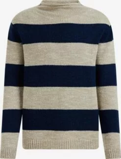 WE FASHION Pulls à Col Roulé Pull-over Homme Beige / Bleu Foncé