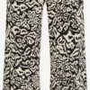 WE FASHION Pantalons En Toile Wide Leg Pantalon Femme Beige / Noir