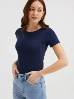 WE FASHION T-shirts T-shirt Femme Bleu Foncé -WE FASHION Magasin En Ligne d8ced2fbcb237692d0229a64845e3da5