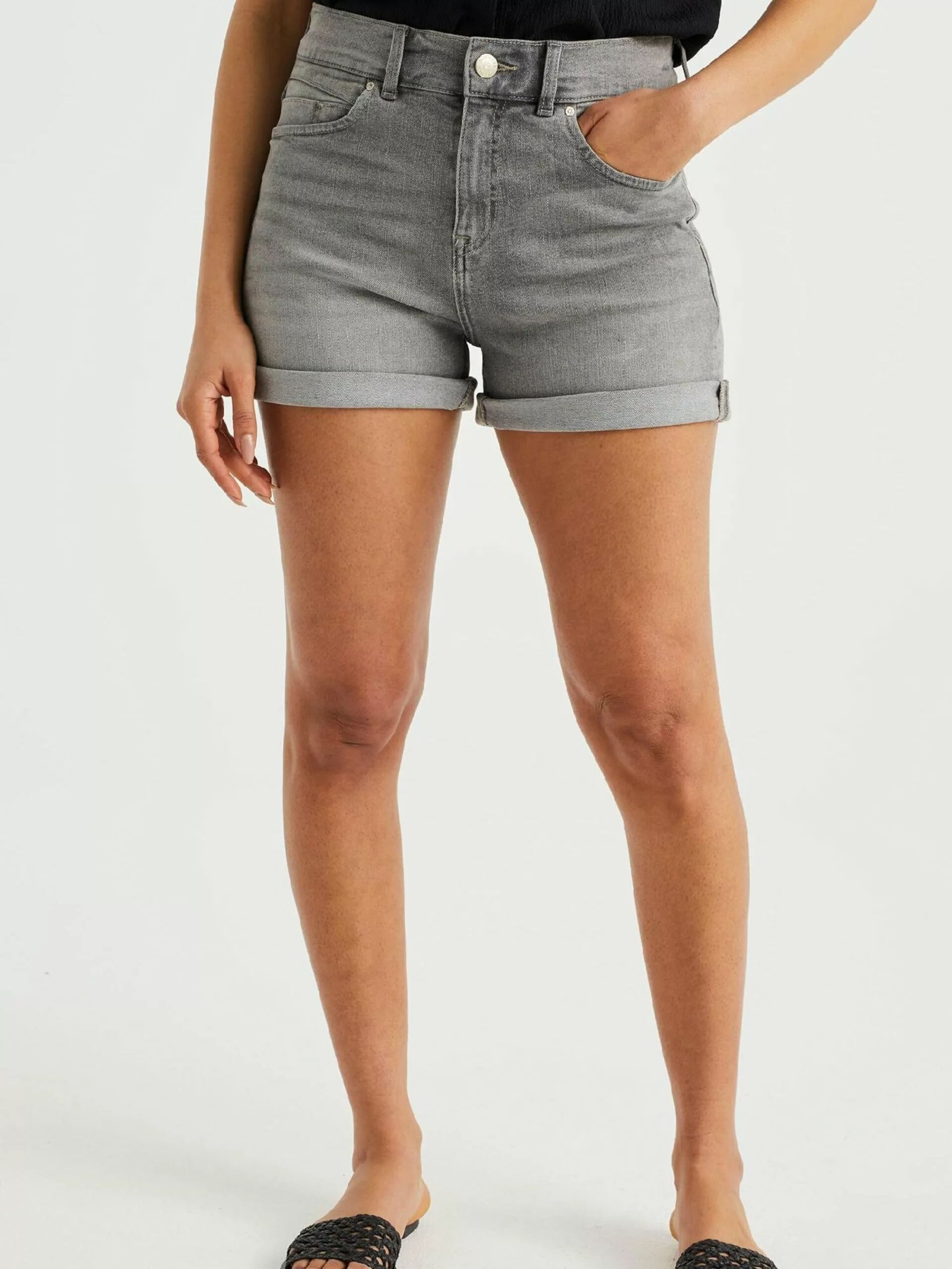 WE FASHION Shorts En Jean Skinny Jean Femme Gris 2 WE FASHION Shorts En Jean Skinny Jean Femme Gris – Image 2