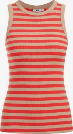 WE FASHION Débardeurs Haut Femme Beige Foncé / Rouge