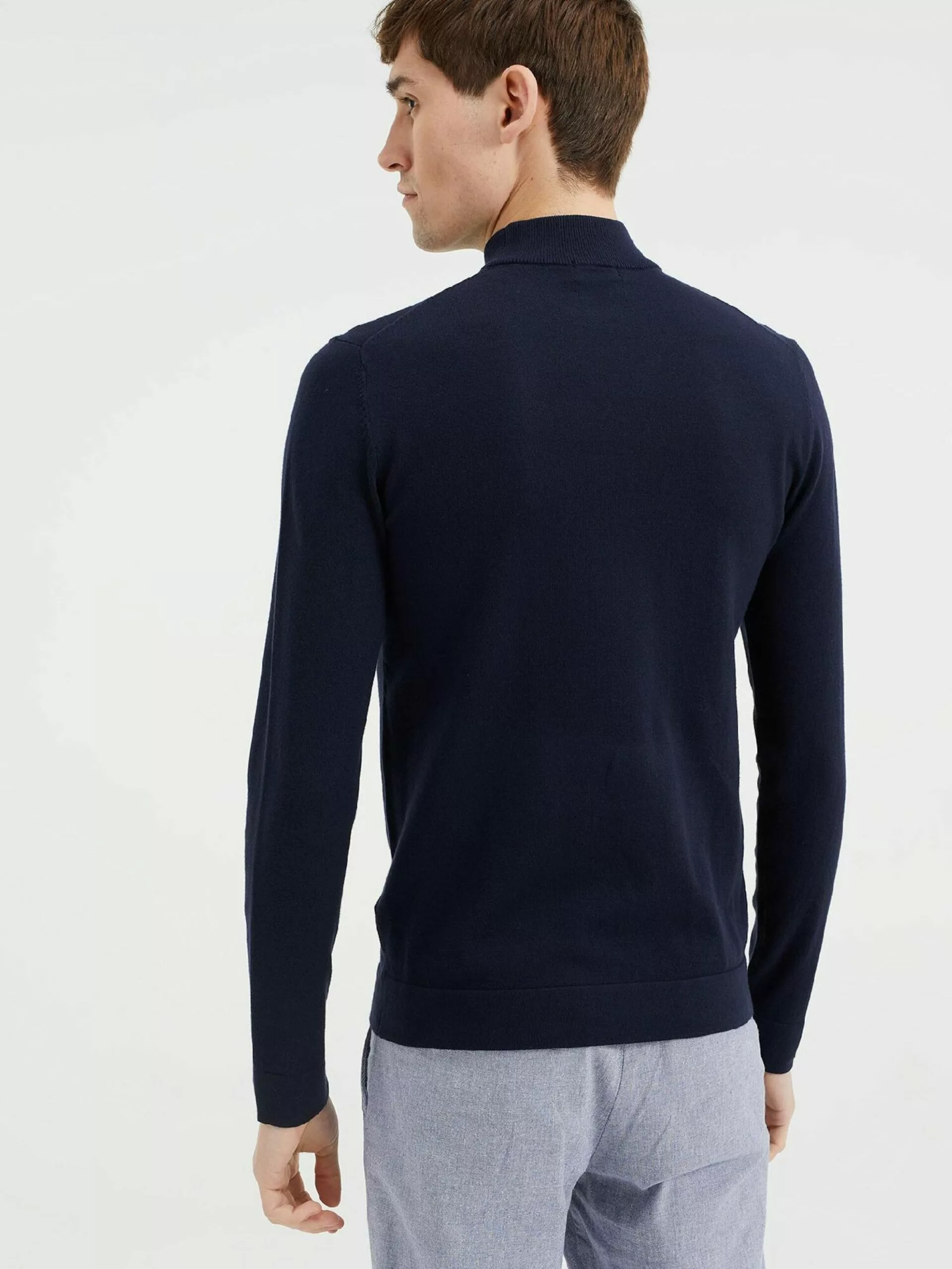 WE FASHION Pulls à Col Roulé Pull-over Homme Bleu Foncé 3 WE FASHION Pulls à Col Roulé Pull-over Homme Bleu Foncé – Image 3