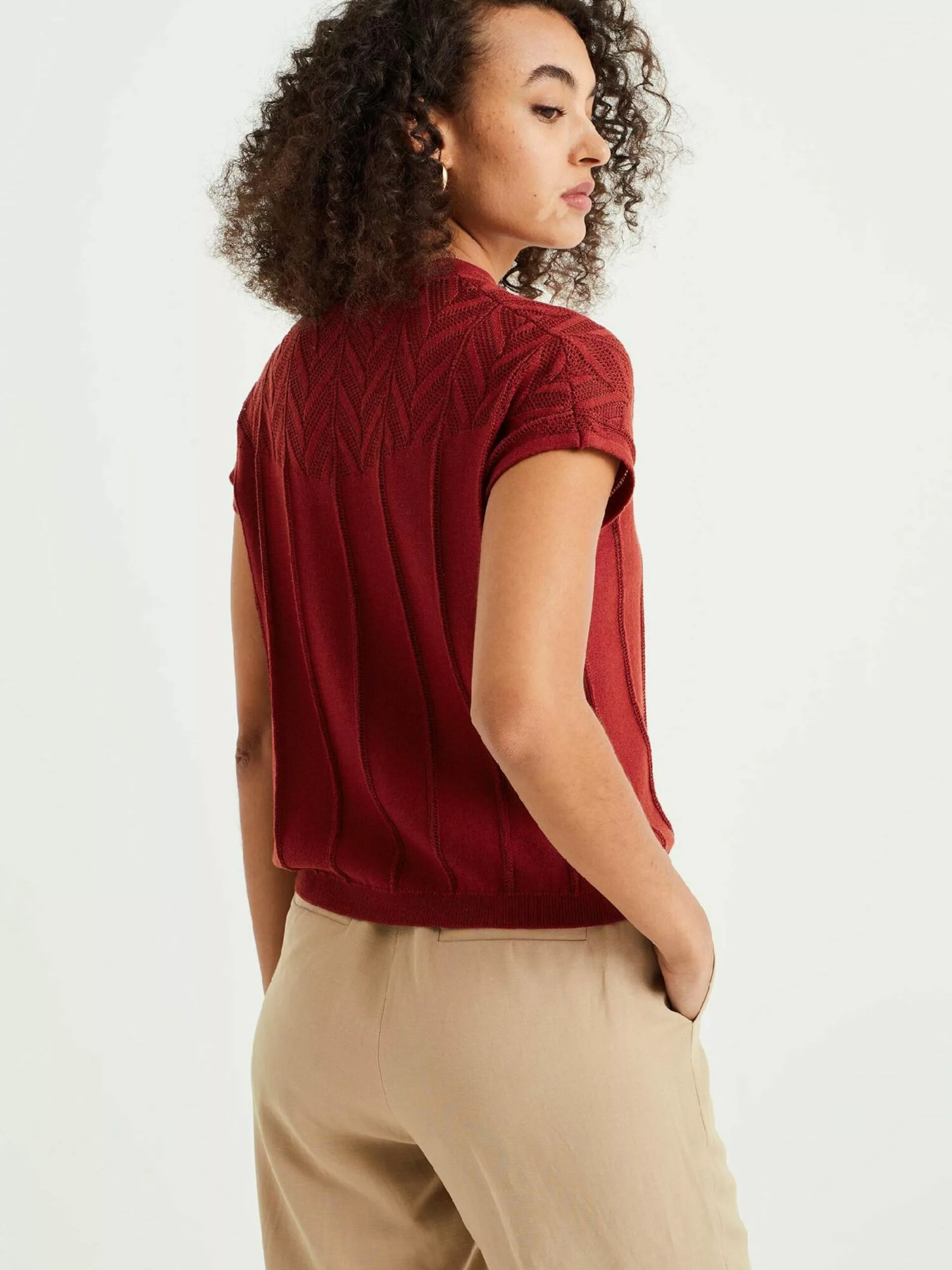 WE FASHION Pulls Maille Fine Pull-over Femme Rouge 3 WE FASHION Pulls Maille Fine Pull-over Femme Rouge – Image 3