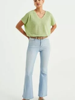 WE FASHION Pulls Maille Fine Pull-over Femme Vert Clair -WE FASHION Magasin En Ligne e4ce580455ee7017c325dec6a0ff2f70