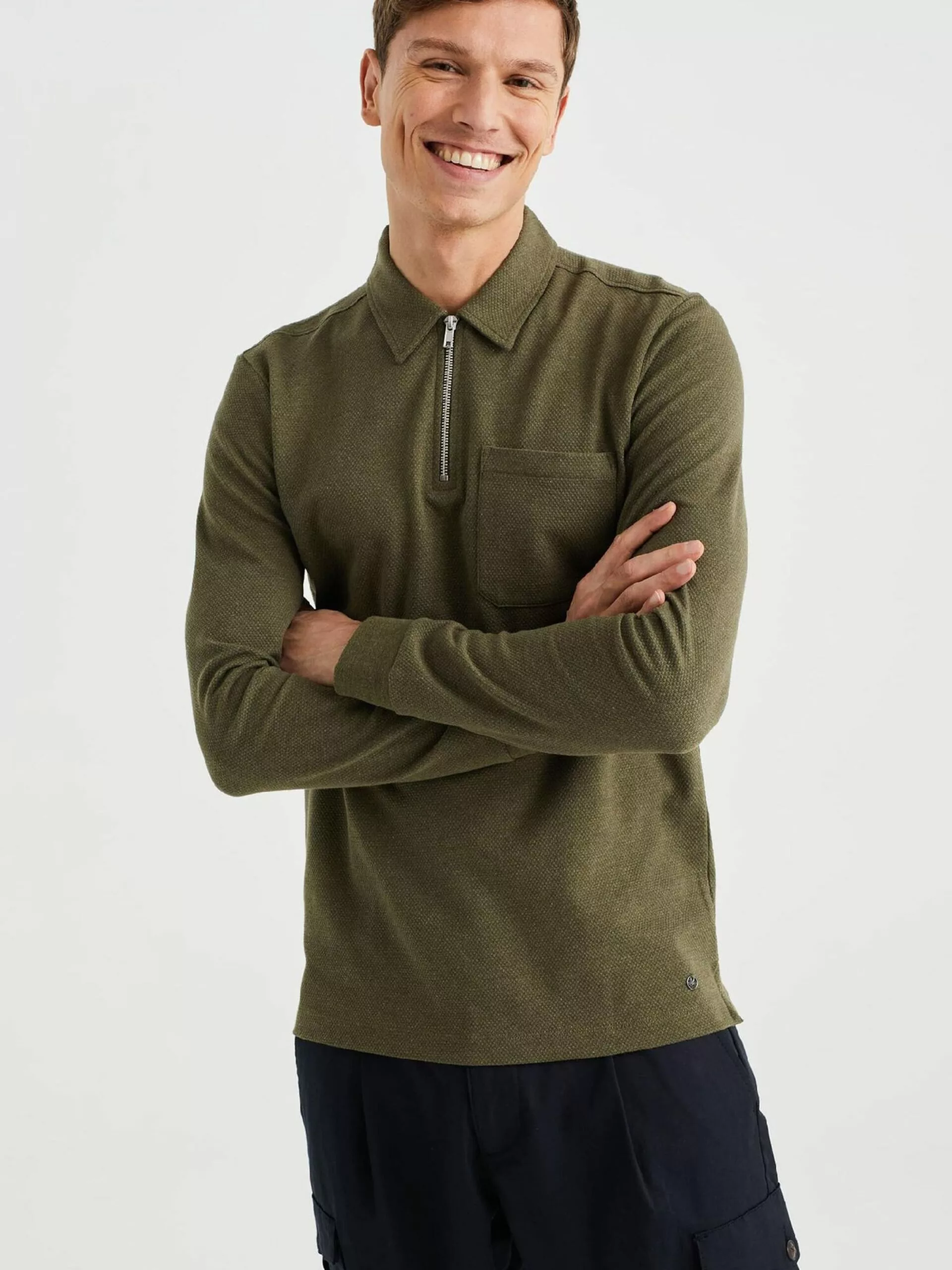 WE FASHION Pulls à Col En V Pull-over Homme Kaki 2 WE FASHION Pulls à Col En V Pull-over Homme Kaki – Image 2