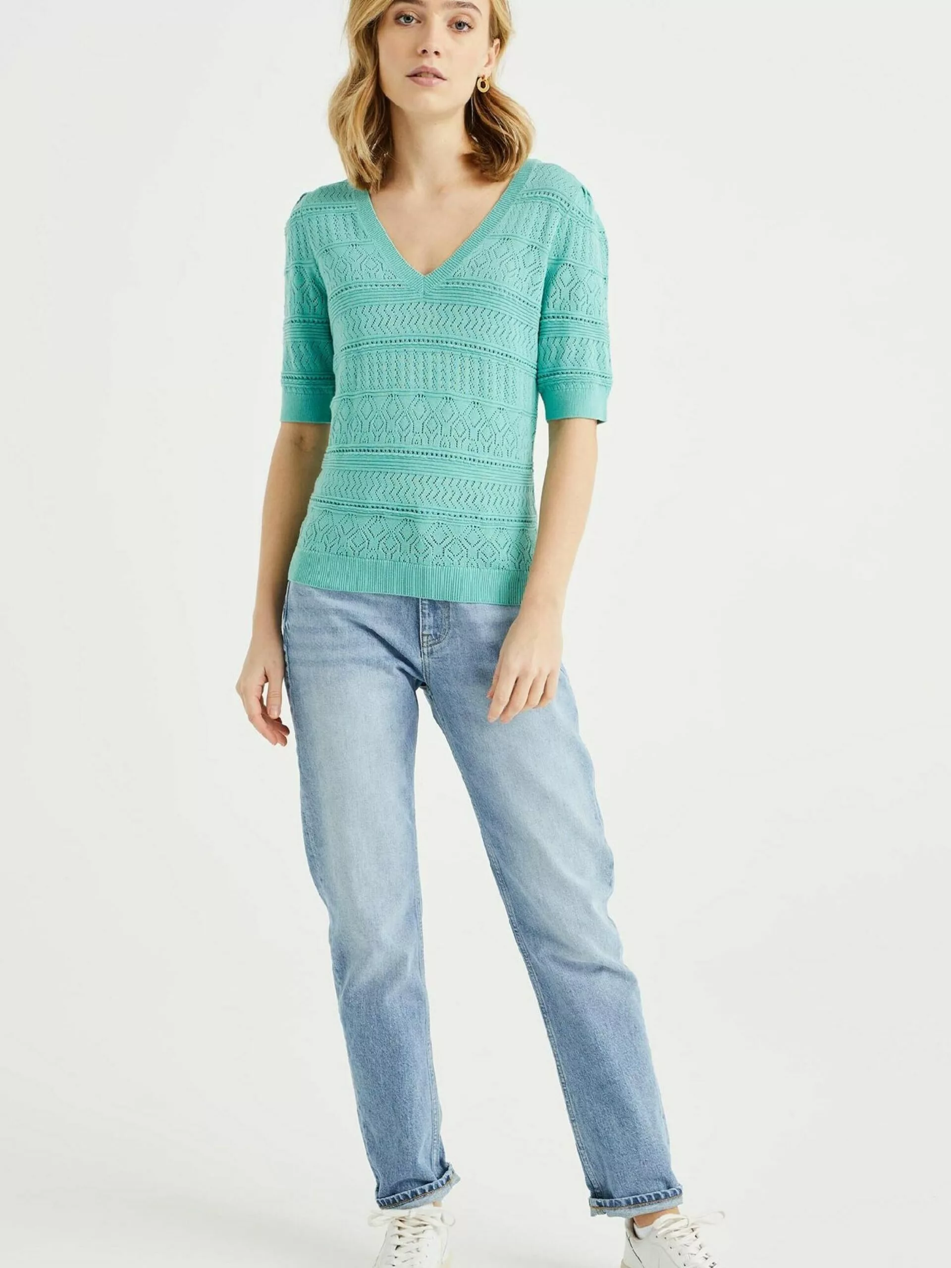 WE FASHION Pulls Maille Fine Pull-over Femme Bleu 4 WE FASHION Pulls Maille Fine Pull-over Femme Bleu – Image 4