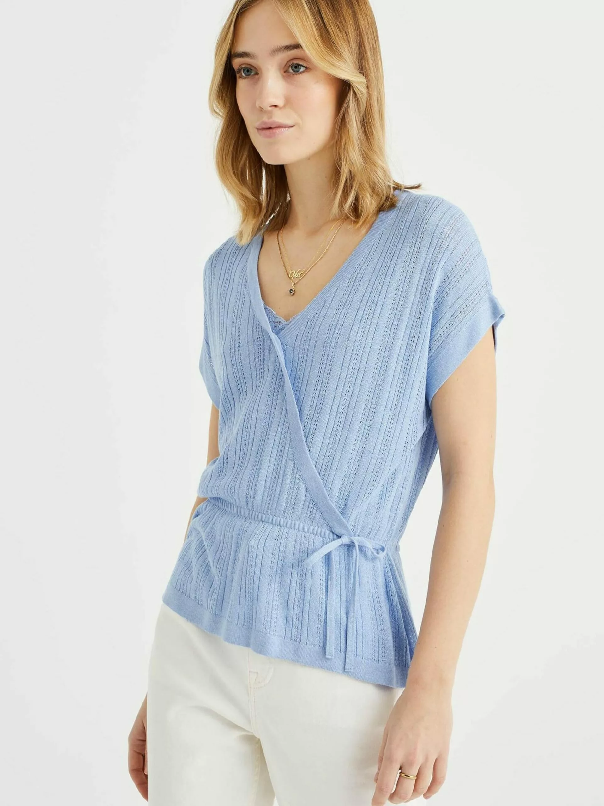 WE FASHION Pulls Maille Fine Pull-over Femme Bleu Clair 2 WE FASHION Pulls Maille Fine Pull-over Femme Bleu Clair – Image 2