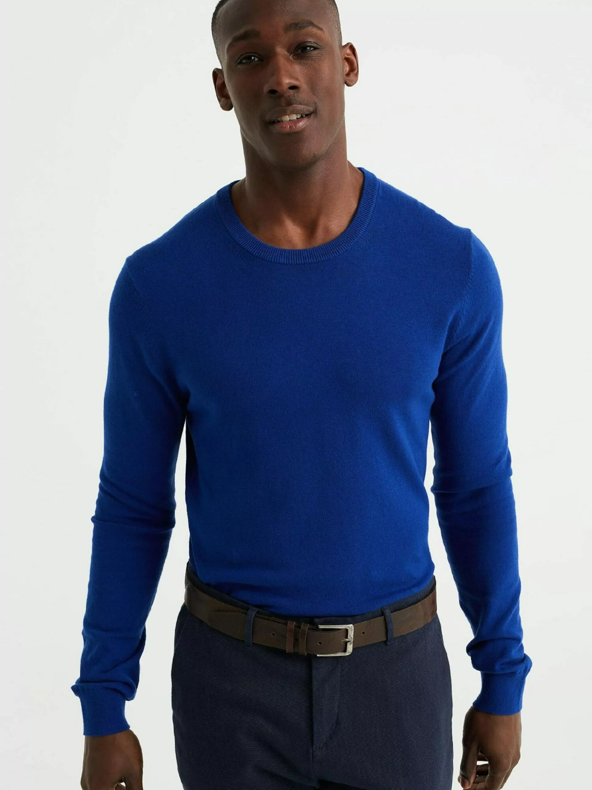 WE FASHION Pulls à Col Rond Pull-over Homme Bleu Cobalt 2 WE FASHION Pulls à Col Rond Pull-over Homme Bleu Cobalt – Image 2